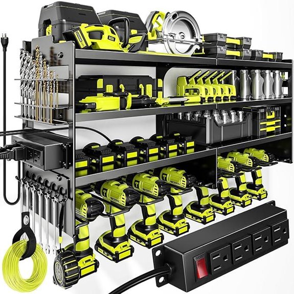 Heavy Duty Wall Mount Power Tool Organizer and Charger