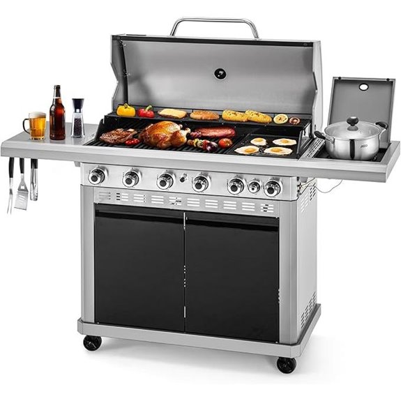 MFSTUDIO 7-Burner Gas BBQ Grill with Side Burner
