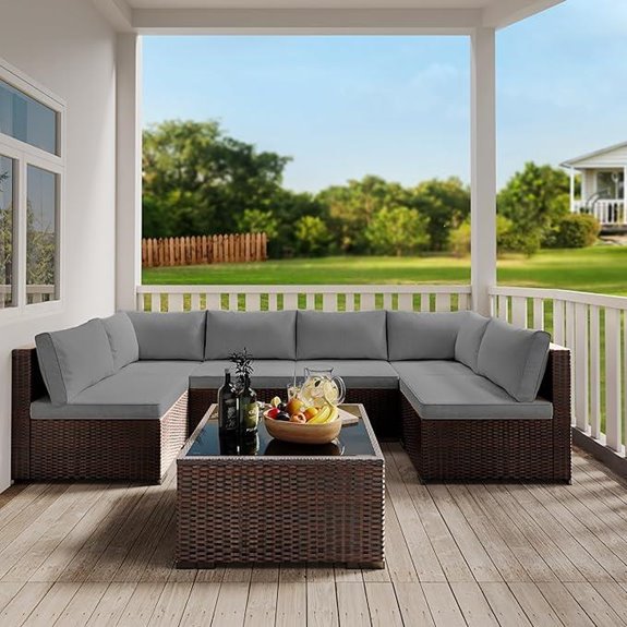 seven piece outdoor rattan