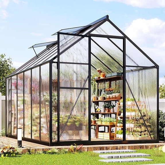 Jocisland 6x12Ft Outdoor Greenhouse with Windows & Doors