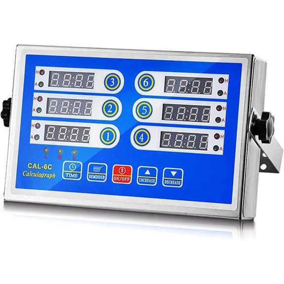 Commercial 6-Channel Kitchen Timer with Loud Alarm