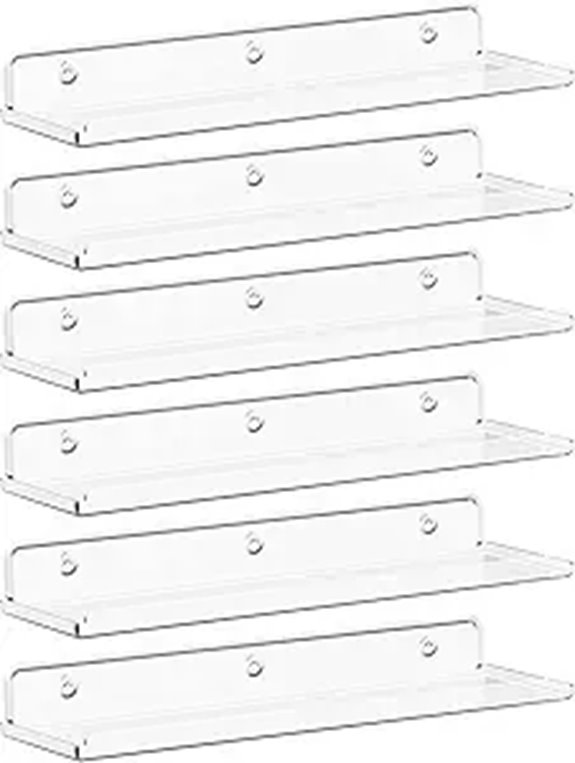 Lifewit 6-Pack Clear Acrylic Wall Shelves for Storage