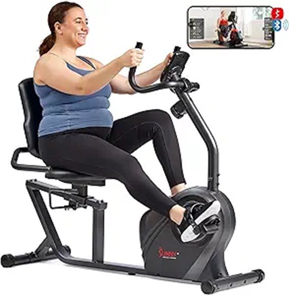 Sunny Health & Fitness Smart Recumbent Bike with App