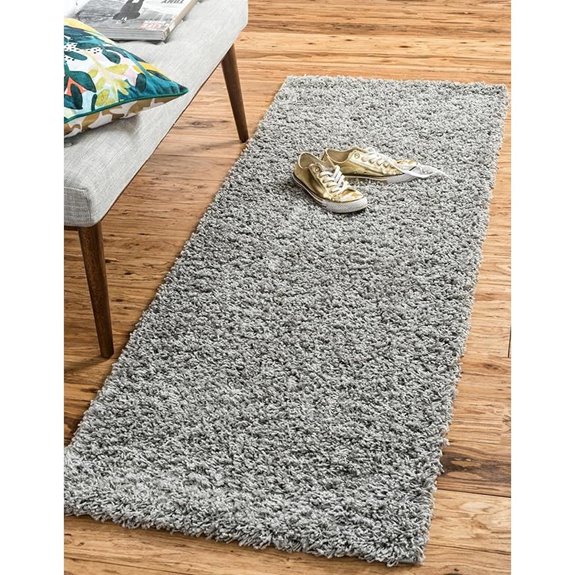 Unique Loom Solid Shag Collection Area Rug (2' x 6' 5 Runner Cloud Gray)