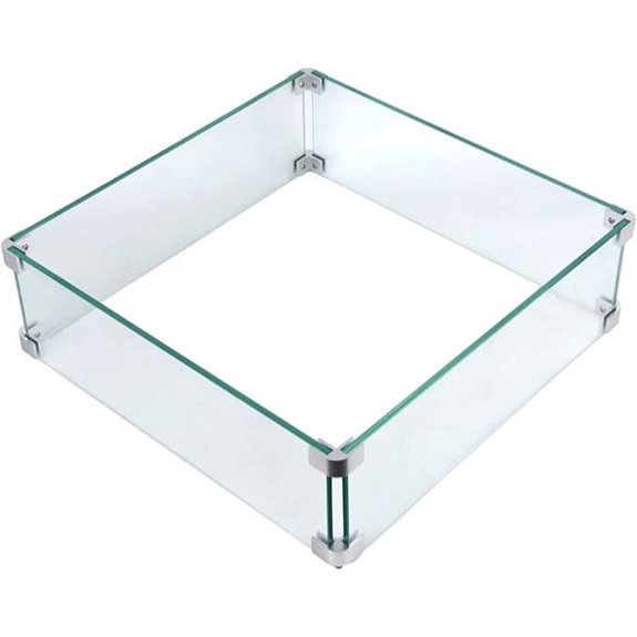 Fire Pit Wind Guard 17.5 Square Tempered Glass