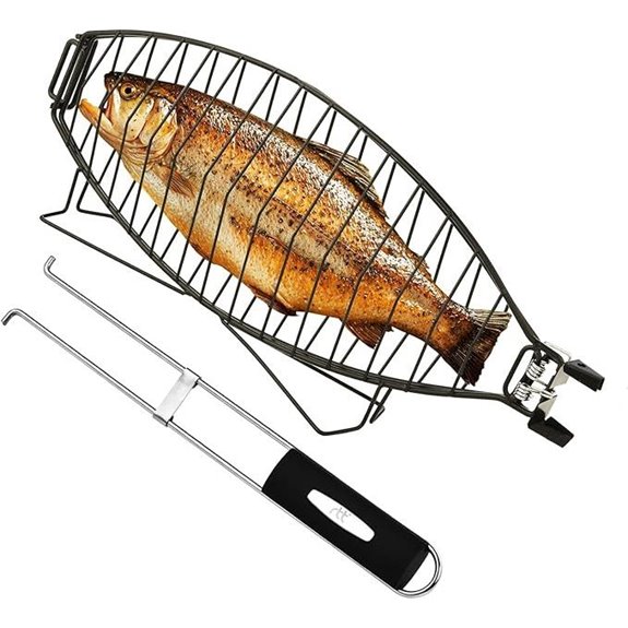 Stainless Steel Fish Grilling Basket with Removable Handle