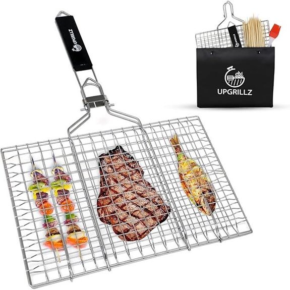 Stainless Steel Fish & Veggie Grill Basket with Skewers
