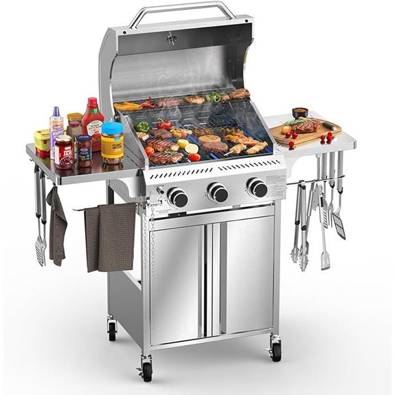 G31 3-Burner Stainless Steel Gas Grill with Side Tables