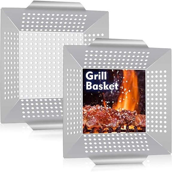HaSteeL 8” Stainless Steel Grill Basket Set of 2