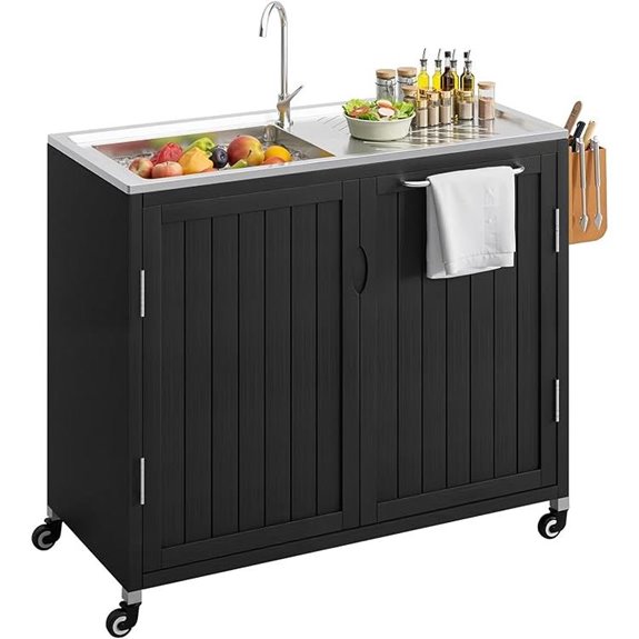 Outdoor Grill Cart with Sink and Stainless Steel Top
