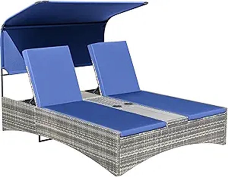 Devoko Double Rattan Lounge Chair with Sunshade