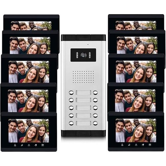 10 Units Video Intercom System with 7-inch Monitors