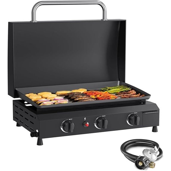 SKOK 3 Burner Gas Griddle with Hood 23.3-inch