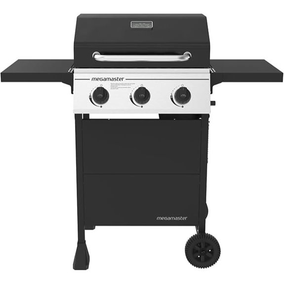 Megamaster 3-Burner Propane Gas Grill with Side Tables