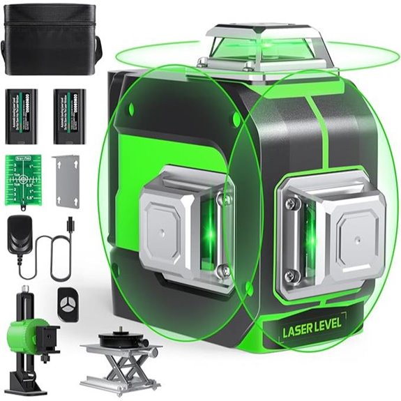 3x360° Green Laser Level with Remote and Stand