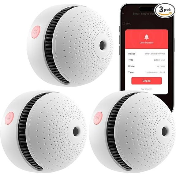 3-Pack Smart Wi-Fi Smoke Detectors with App Notifications
