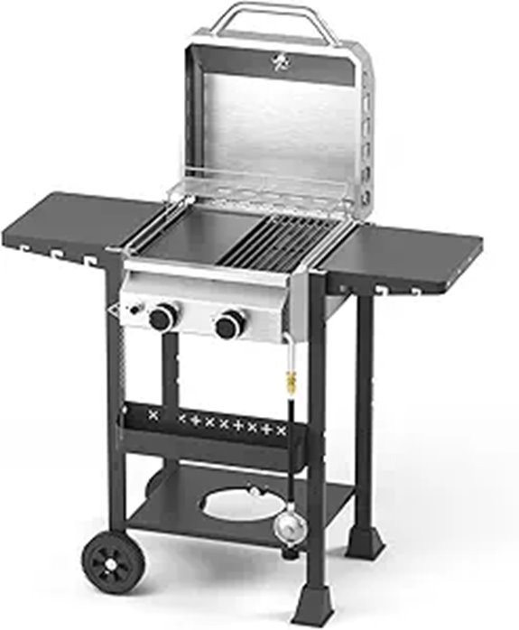 Propane Gas 2-Burner Grill with Cast Iron Pan