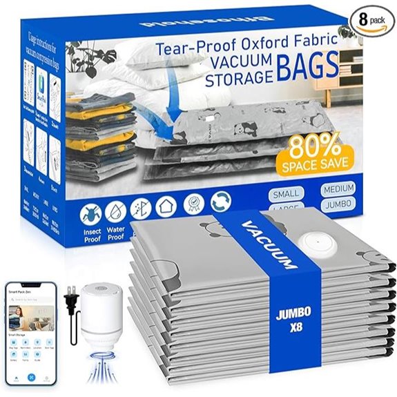 8 Pack Vacuum Storage Bags with Pump and App Tracking