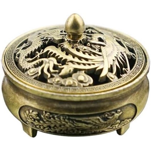 Vintage Bronze Dragon Phoenix Incense Burner