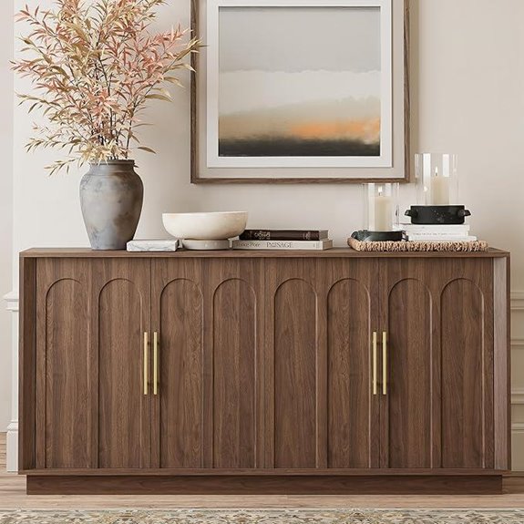 Mid-Century Walnut Sideboard with Arched Doors