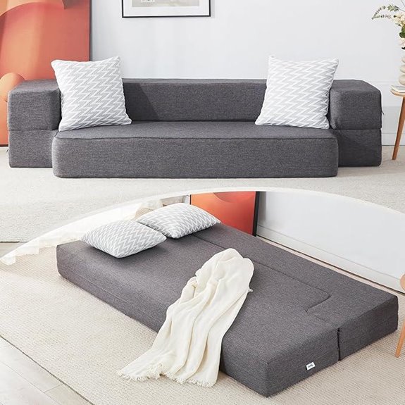 Floor Sofa Bed with Pillows Washable Cover