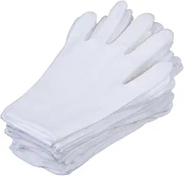 White Cotton Gloves 12 Pairs Medium Size