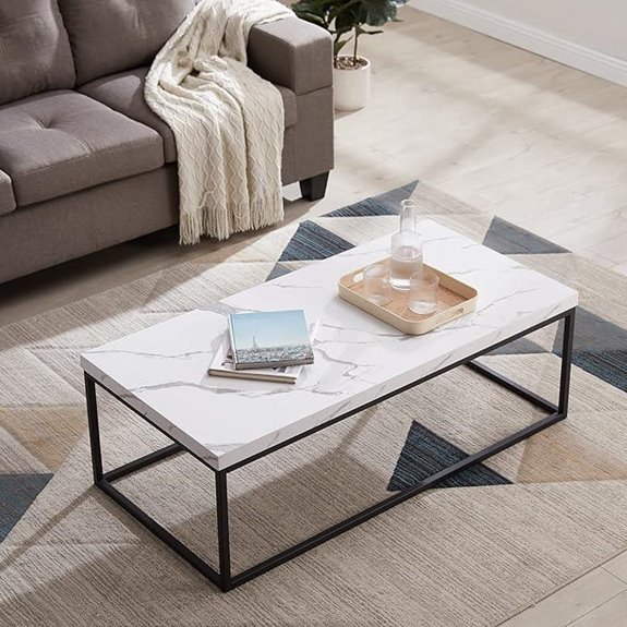 CENSI 47-Inch White Marble Coffee Table