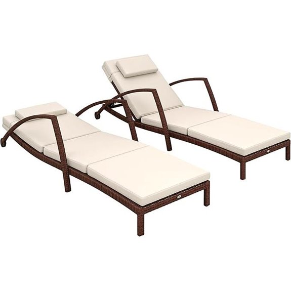 Outsunny Wicker Lounge Chairs Set of 2 with Cushions