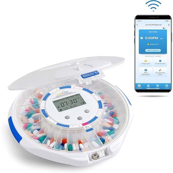 Live Fine WiFi Pill Dispenser with Alarm and Lock