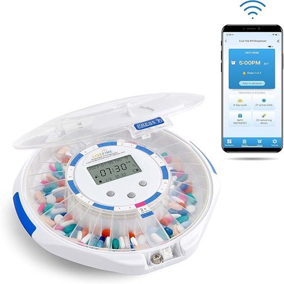 Live Fine WiFi Pill Dispenser with Lock and Alarms