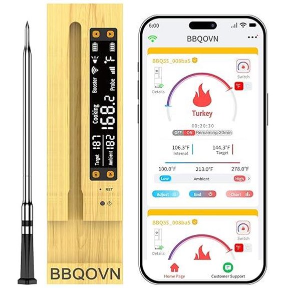 Wireless Meat Thermometer with Smart Base and Sensors