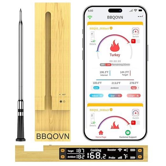 WiFi Wireless Meat Thermometer with 7 Sensors
