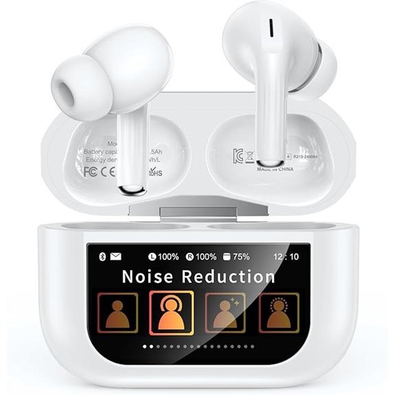 Wireless Bluetooth Earbuds with Noise Cancelling and Charging Case