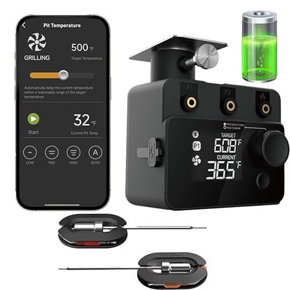 Wireless Rechargeable Grill Thermometer with Fan