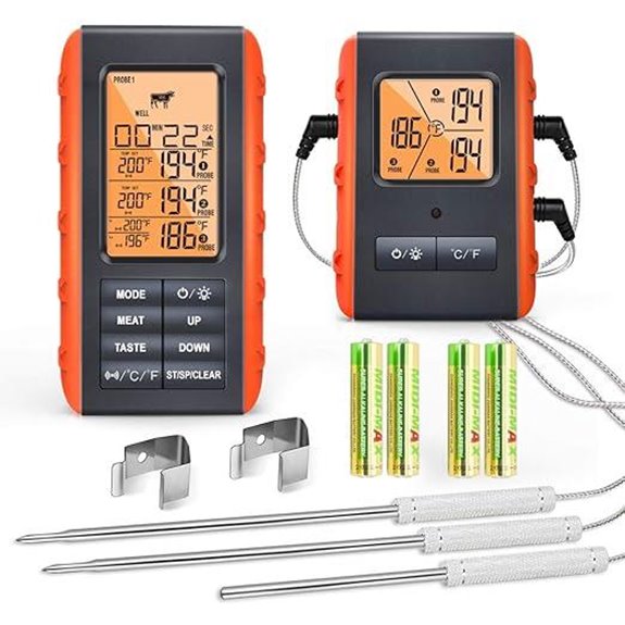 Wireless Meat Thermometer with 3 Probes and 490ft Range