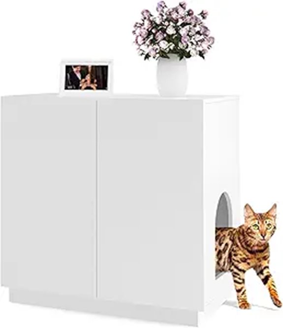 Large Wooden Litter Box Enclosure with Hidden Storage