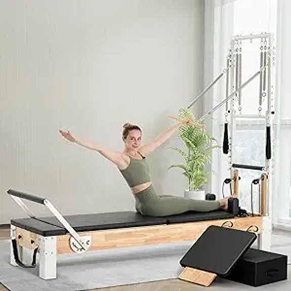 wooden pilates reformer set