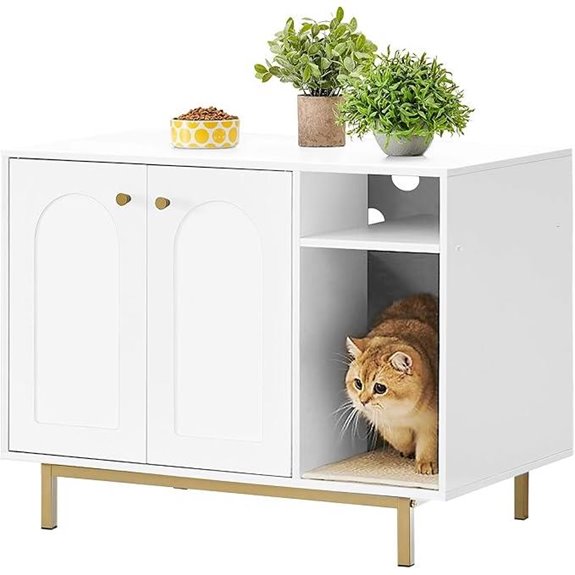 Wooden Cat Litter Box Enclosure with Storage