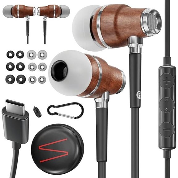 Symphonized Wooden USB-C Earphones with Noise Cancellation