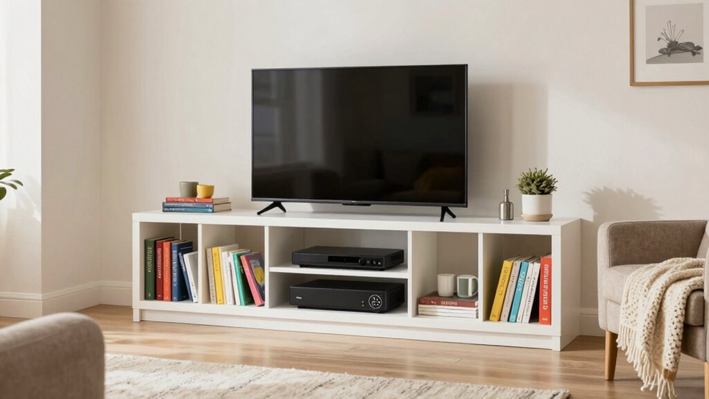 accessible organized entertainment shelf