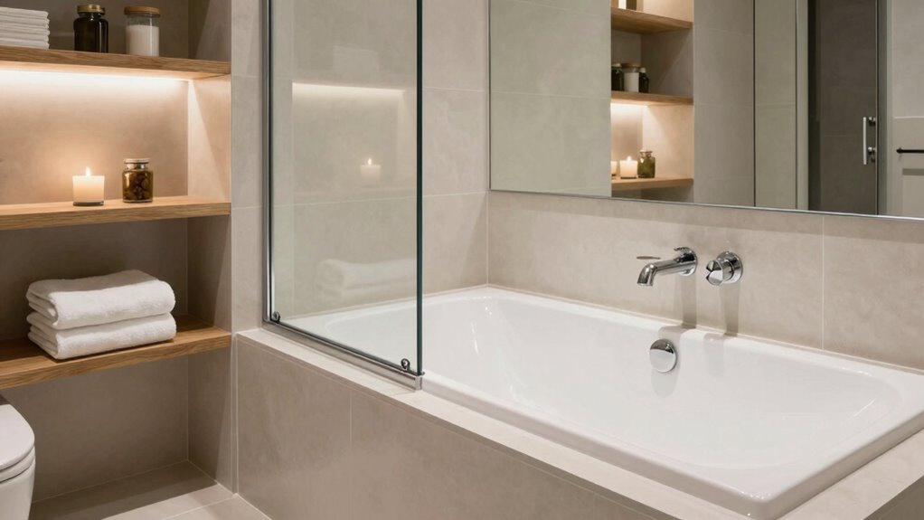 bathroom storage and fixtures