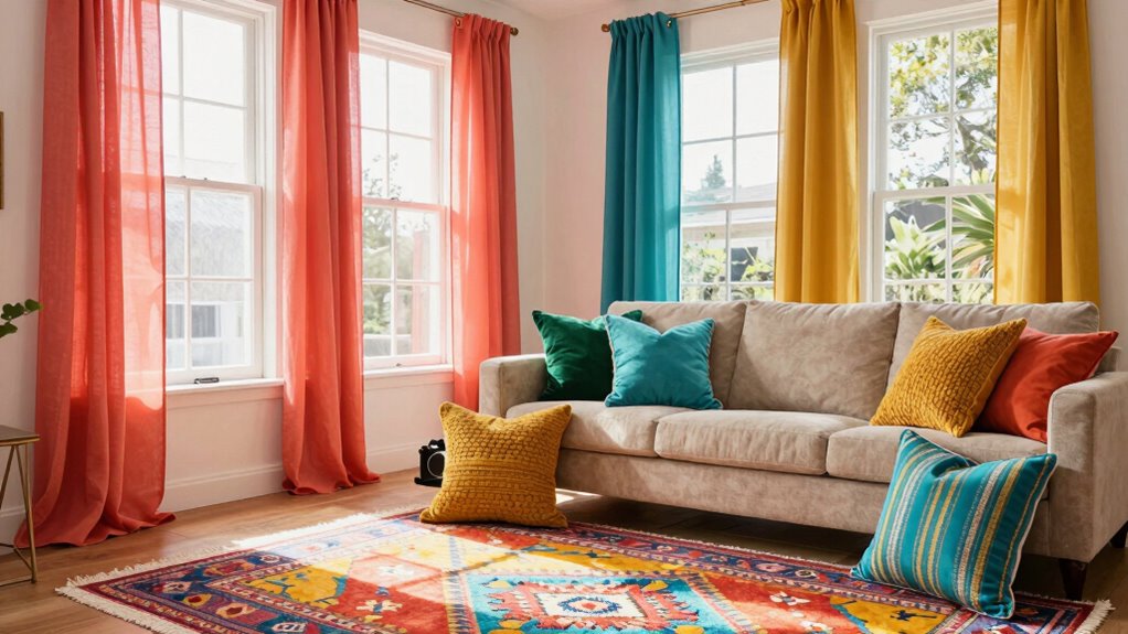 colorful textiles enhance windows