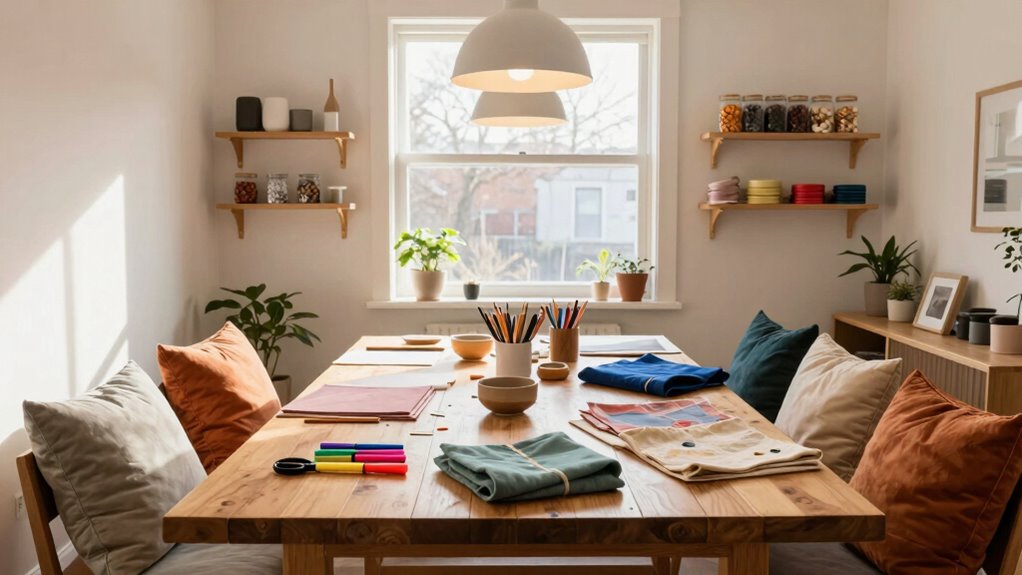 cozy organized craft workspace