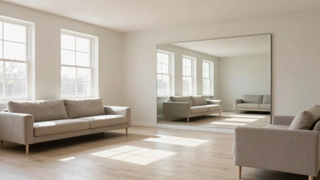 reflective mirrors enhance spaciousness